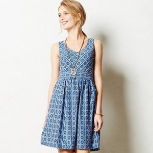 Anthropologie MAEVE Lazuli Diamond Print Dress